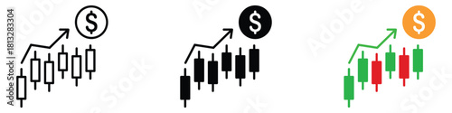 Forex market icon vector. financial stock market chart, economic growth symbol. vector illustration.