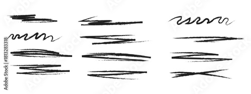 Hand drawn black chalk lines with crayon texture icon vector. Doodle vector straight strokes, highlighters symbol. vector illustration.