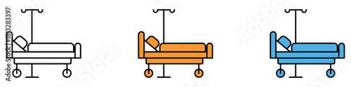 Hospital bed icon vector. patient care and recovery symbol. vector illustration.