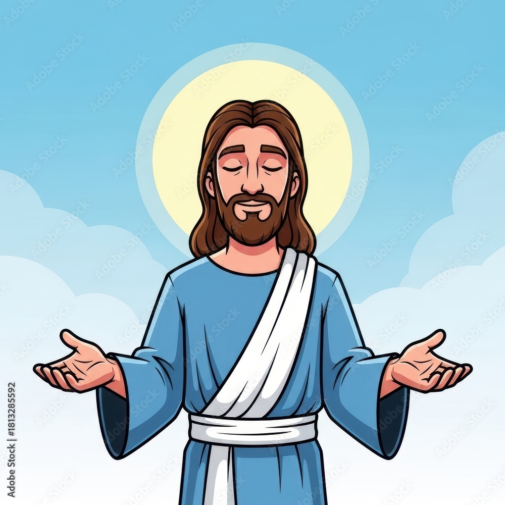 Obraz premium Divine serenity illustration showing spiritual figure against a luminous backdrop