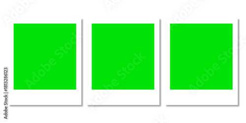 Realistic Polaroid Photo Frames Collection with Green Screen Mockup Template