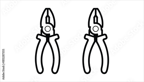 Two black and white line art illustrations of combination pliers on a white background tool hand tool
