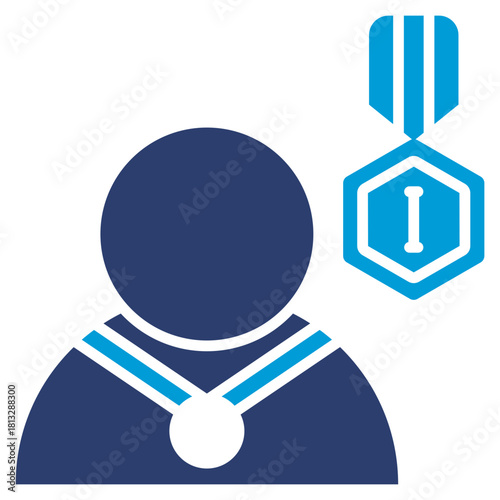Winner Glyph Blue Icon Illustration