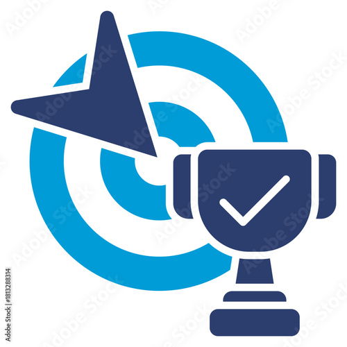 Achievement Glyph Blue Icon Illustration