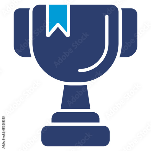 Trophy Glyph Blue Icon Illustration