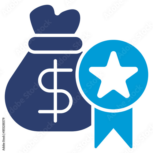 Prize Money Glyph Blue Icon Illustration