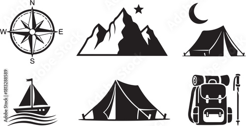 Adventure Travel Icon Set – Camping, Hiking, Exploration Symbols

Outdoor Exploration Line Icons – Mountains, Ships, Maps & More

Travel and Adventure Outline Icons Pack for Outdoor Activities