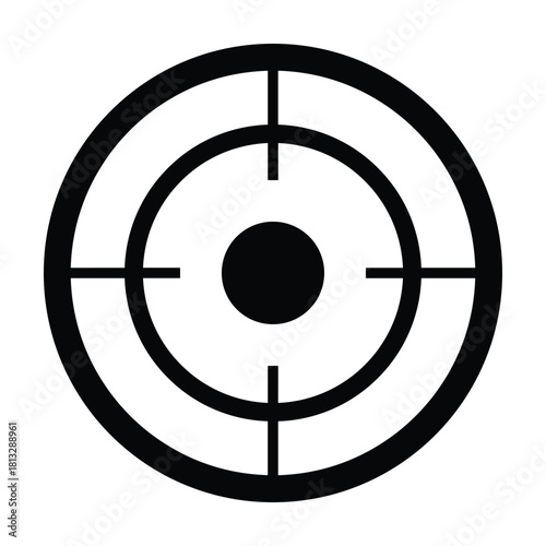 Black crosshair target symbol on white background reticle aiming