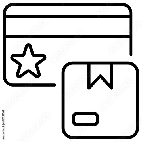 Reward Card Line Icon Illustration