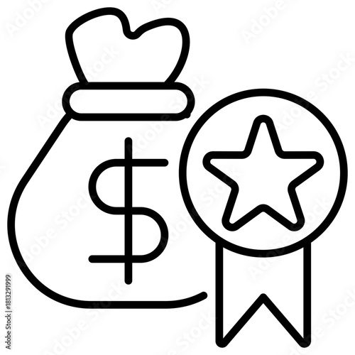 Prize Money Line Icon Illustration