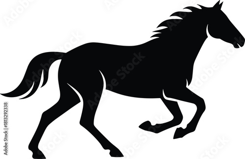 Black silhouette of a horse running on a white background vector