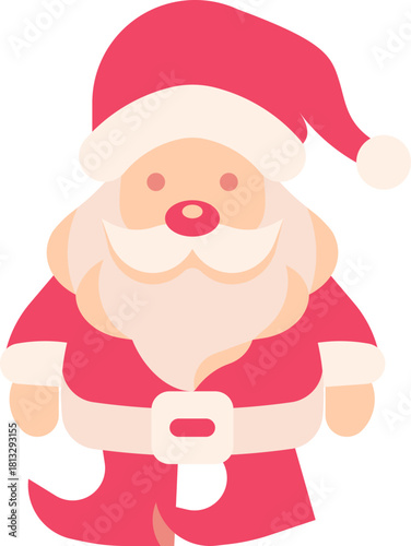 Flat icon of Santa Claus with hat and beard, classic Christmas character.