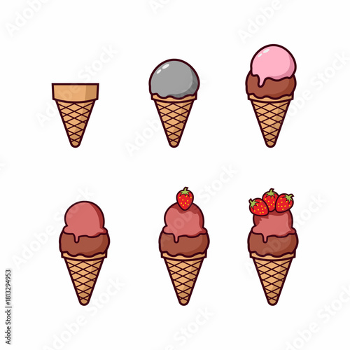 Ice cream custom sub badges vector