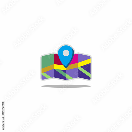 Map icon with color classic vector