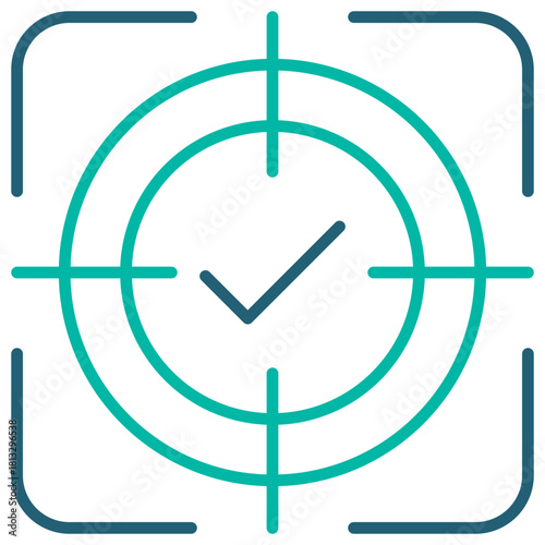 Success Line Blue Icon Illustration