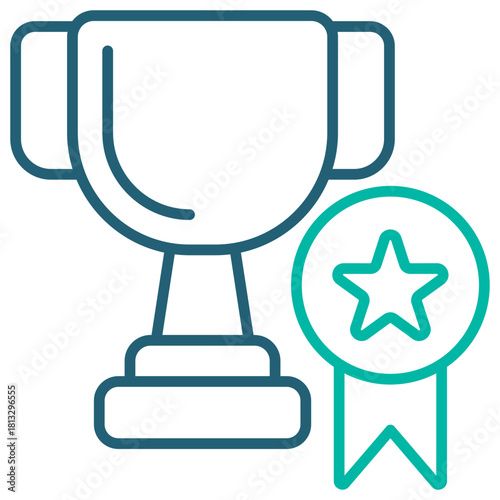 Award Line Blue Icon Illustration