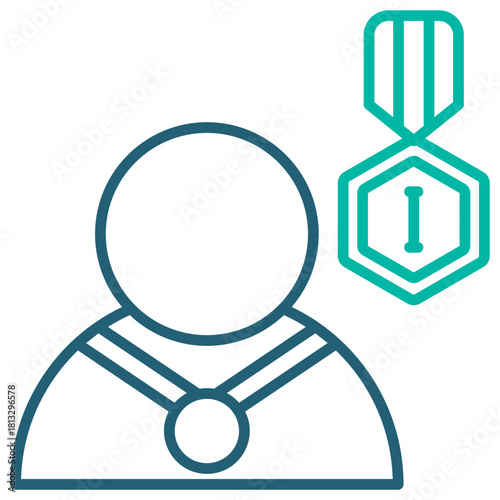 Winner Line Blue Icon Illustration