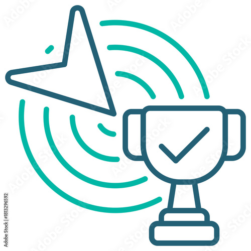 Achievement Line Blue Icon Illustration