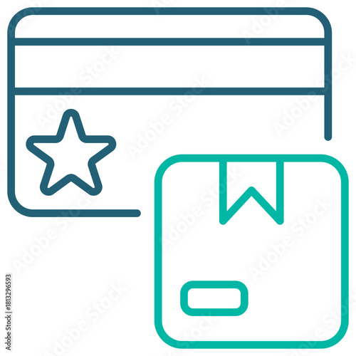 Reward Card Line Blue Icon Illustration