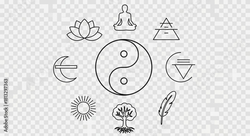 Obraz na plátně Explore balance and harmony with these iconic symbols representing nature, spiri
