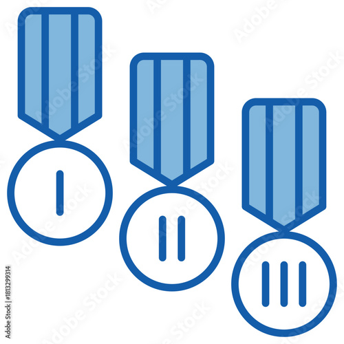 Medal Blue White Icon Illustration