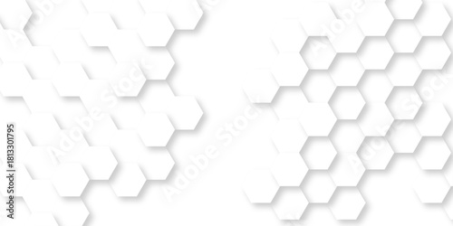 Futuristic abstract emboss white hexagon pattern vector design. Hexagon concept design abstract cube business technology background.	