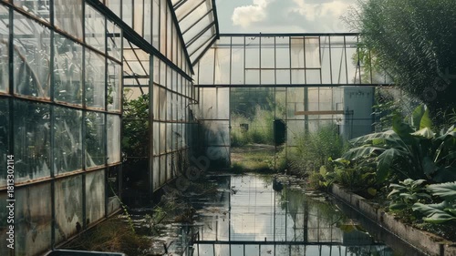 Greenhouse with many plants