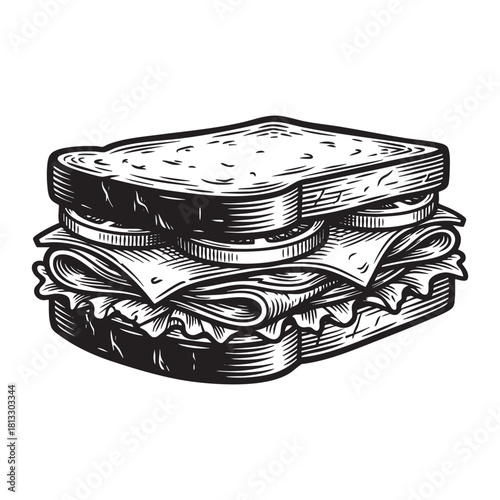 Sandwich Layered Engraving Vector Illustration