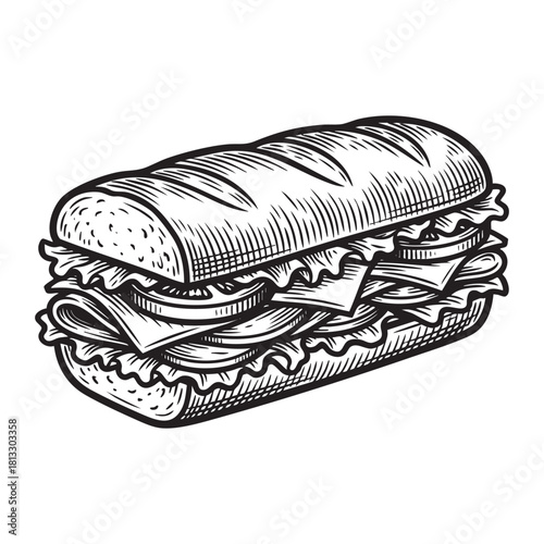 Sandwich Layered Engraving Vector Illustration