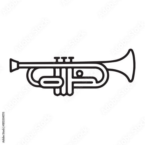 Simple outline illustration of a trumpet musical instrument