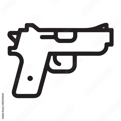 Simple outline icon of a handgun pistol on a white background