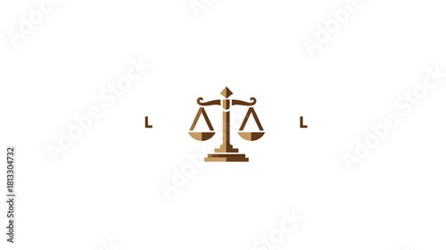 Elegant Golden Scales of Justice Icon on White Background. Symbolizing Law, Equity, Balance, and Legal System Fairness Graphic.