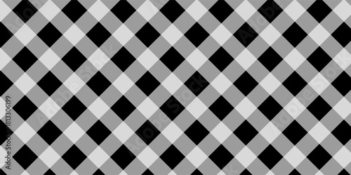Black plaid motif or pattern. Fall or Thanksgiving textile pattern for a tablecloth, picnic blanket, basket napkin, shirt, or handkerchief. Cotton, linen, or flannel design. Flat vector illustration.