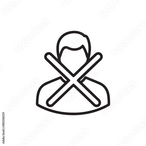 Outline icon indicating a blocked, banned, or unavailable user profile.

