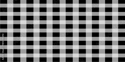 Black plaid motif or pattern. Fall or Thanksgiving textile pattern for a tablecloth, picnic blanket, basket napkin, shirt, or handkerchief. Cotton, linen, or flannel design. Flat vector illustration.