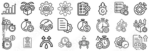 Business Process Icons Efficiency, Time, and Growth