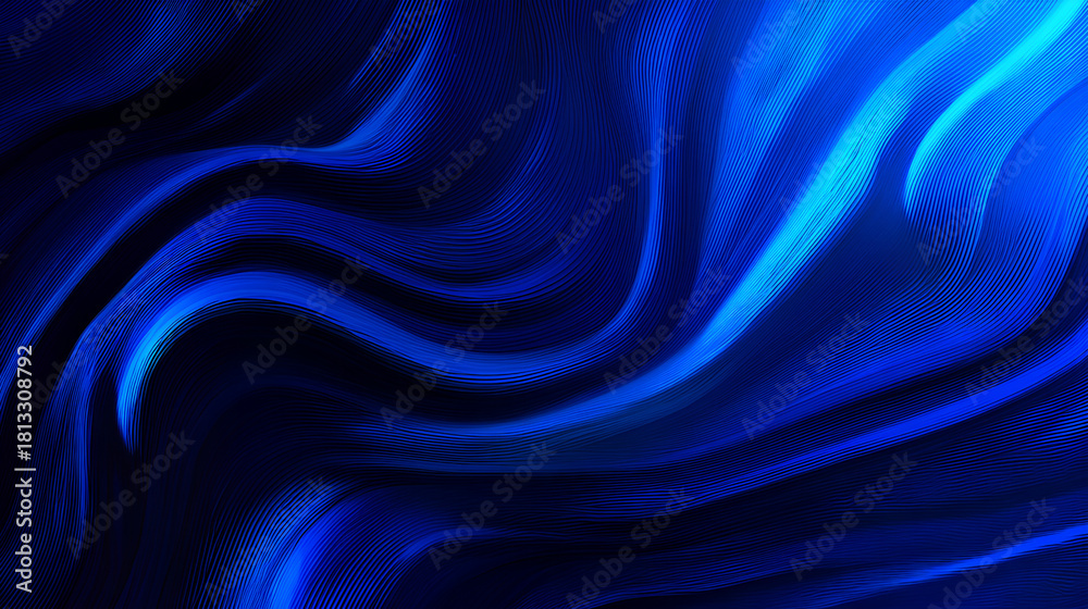 Obraz premium Blue abstract gradient background, grain texture effect dark vibrant color flow wave on black backdrop Stock Illustration