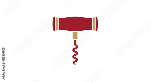 A simple and elegant icon of a red and gold corkscrew a classic tool for opening wine bottles in restaurants or at home.