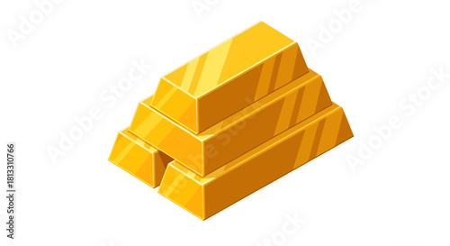 Illustration of a stack of three gold bars on a white background.
