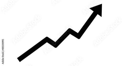 Upward trending arrow, indicating growth, progress, or positive change in a business or financial context.