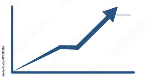 Illustration of an upward trending line graph with a blue arrow.