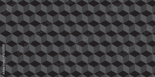Black cube seamless creative cubes decoration triangle wall and wallpaper textile vector square tile, mosaic endless repeat hexagon block texture background.	
