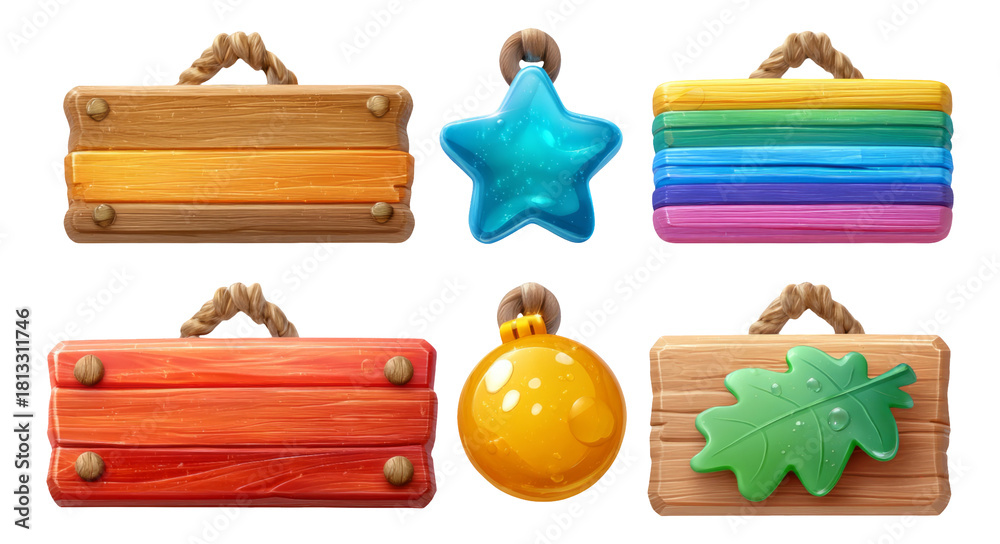 Fototapeta premium Colorful Decorative Background Elements with Unique Shapes and Styles