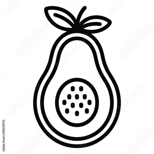 Minimalist Avocado Icon Illustration Perfect for Food Blogs and Healthy Recipe Websites with Clean Lines and Simple Design