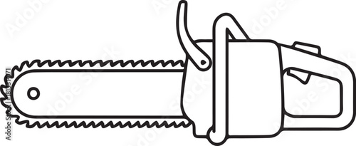 Bold chainsaw outline perfect for logging, construction, or DIY projects needing a powerful cutting tool, a design asset for industrial themes and projects