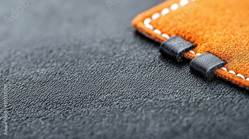 A detailed, macro view of contrasting leather textures, highlighting the craftsmanship of a handmade item.