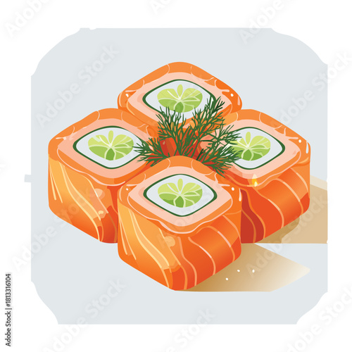 Two gourmet caprese skewers featuring a red cherry tomato, white mozzarella, and a fresh basil leaf, perfect for a Mediterranean-style light snack - Vector Illustration