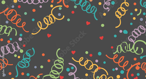 Colorful confetti and streamers background for party celebration and festive events design template