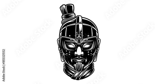 A stylized black and white line drawing of an ornate Egyptian scarab beetle.