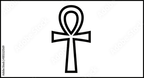 A stylized black and white line drawing of an ornate Egyptian scarab beetle.